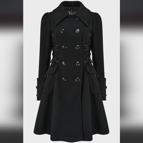 Killstar Black Trench Coat - Picture 5 of 5